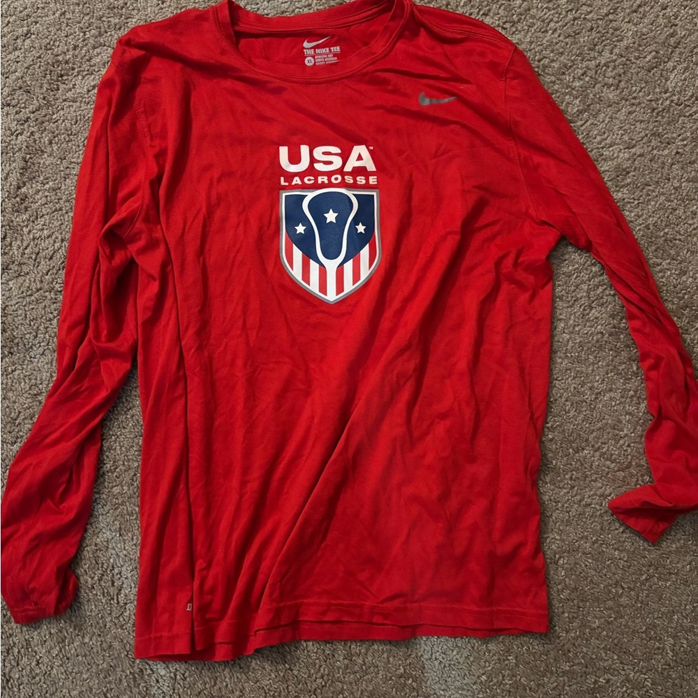 Nike Red USA Lacrosse Men's Shirt